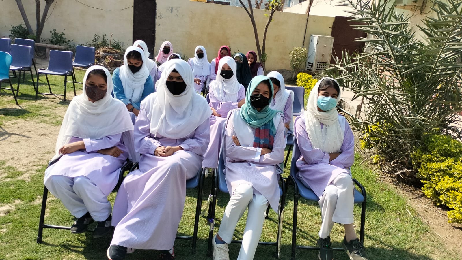 READS College Bahawalpur female students at a campus activity, supporting the f-sc-pre-medical program overview